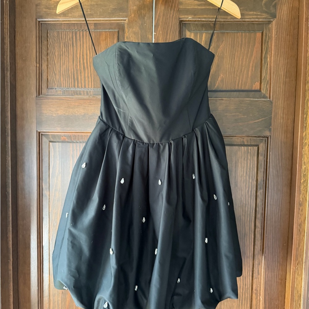 a new day Black Strapless Mini Dress with Silver Embellishments